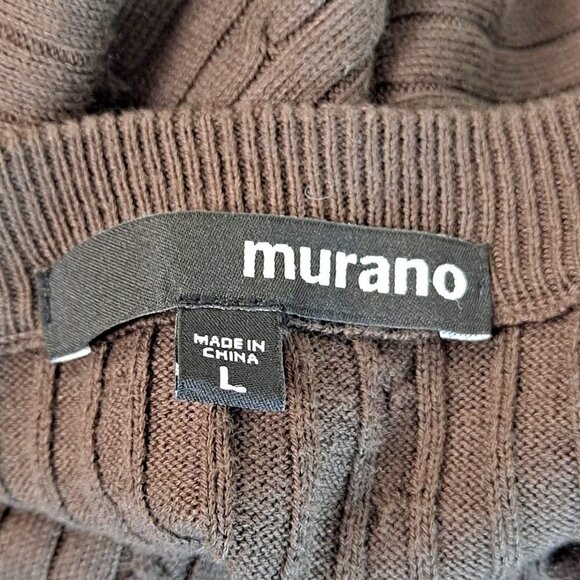 Murano Size Large Brown Sweater Cable Knit Lightweight Vneck NWOT - Picture 6 of 9